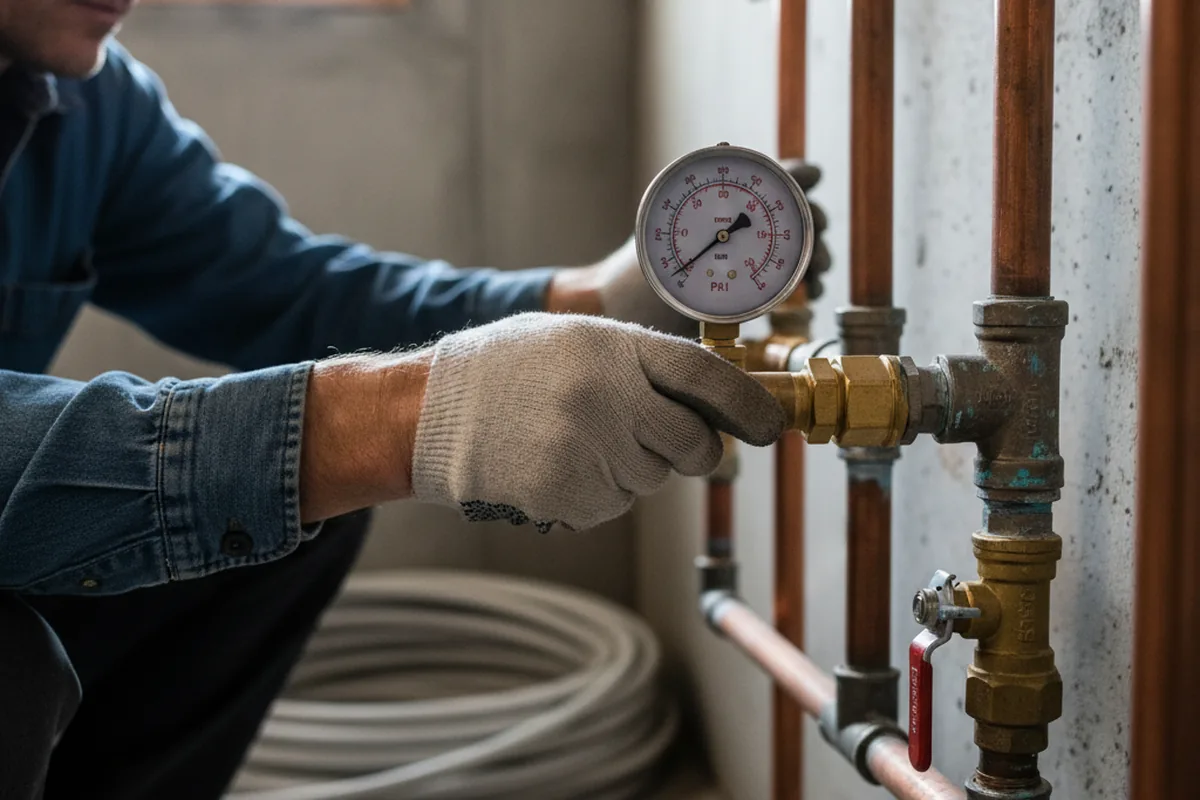 Pressure testing a repaired line during Water Line Repair in Mooresboro